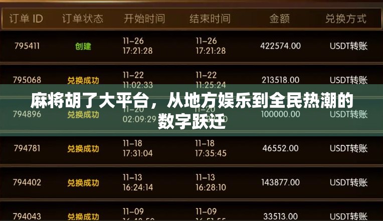 麻将胡了大平台，从地方娱乐到全民热潮的数字跃迁