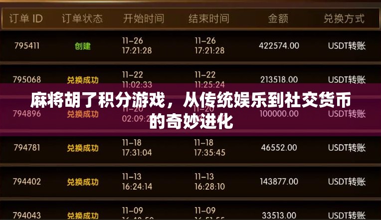 麻将胡了积分游戏，从传统娱乐到社交货币的奇妙进化